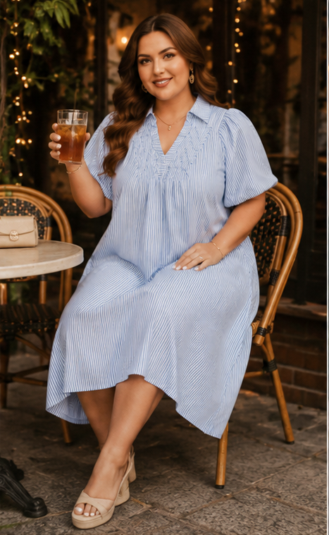 The Julie Detail Collar Midi PLUS Dress