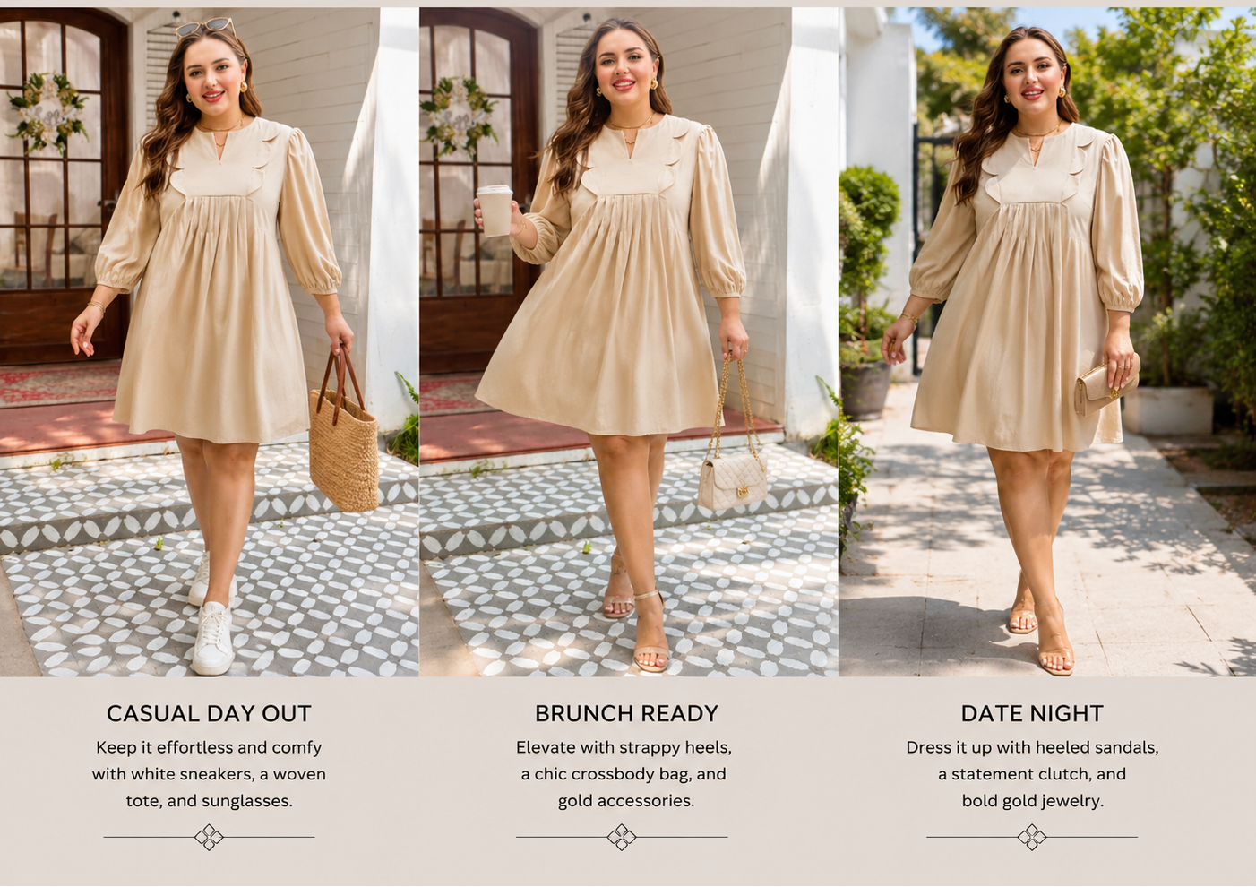 The Nora Scallop Detail Mini PLUS Dress