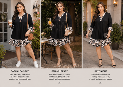 The Leo Ruffle Hem Mini PLUS Dress