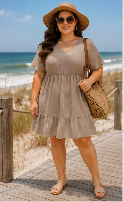 The Kay Ruffled Short Sleeve PLUS Dress