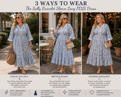 The Sally Bracelet Sleeve Long PLUS Dress
