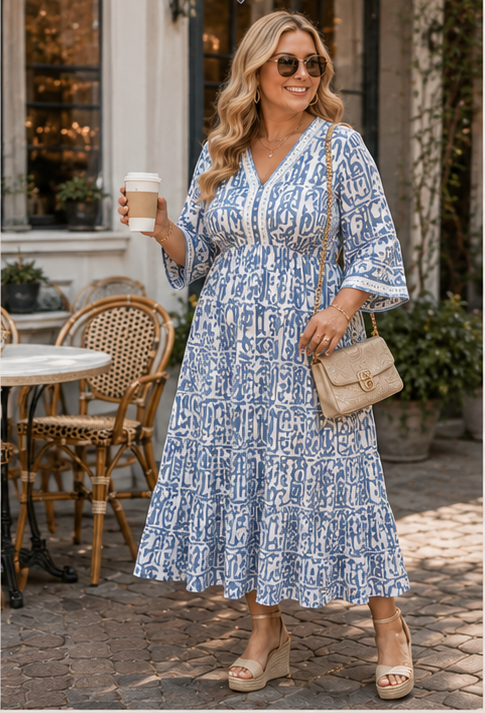 The Sally Bracelet Sleeve Long PLUS Dress