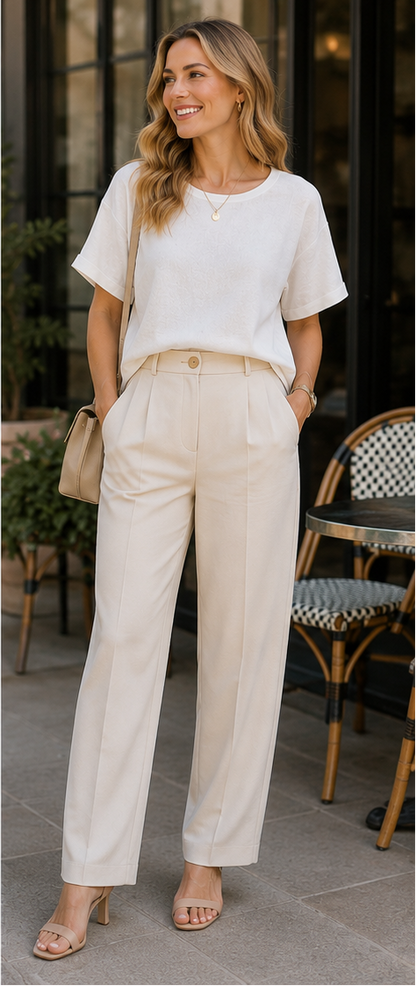 The Claudia Linen Cuff Sleeve Top