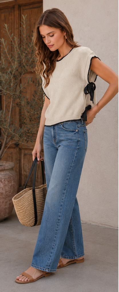 The Remi Lightweight Ribbon Tie Top