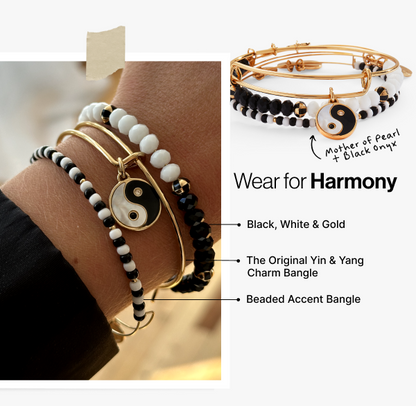 Mother of Pearl Yin Yang Bangles Set of 3