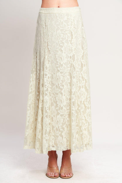 Ivory Garden Lace Midi Skirt