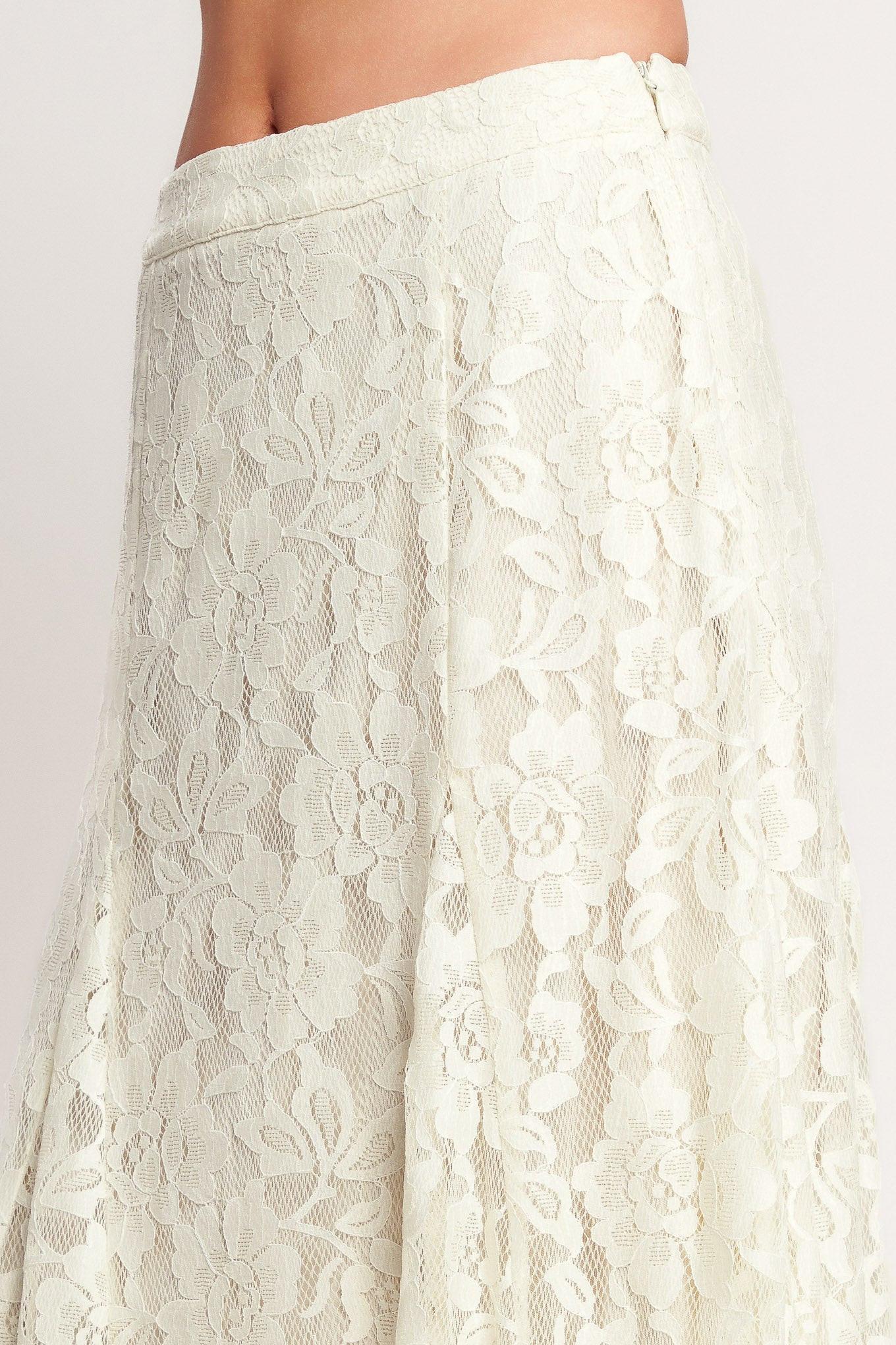 Ivory Garden Lace Midi Skirt