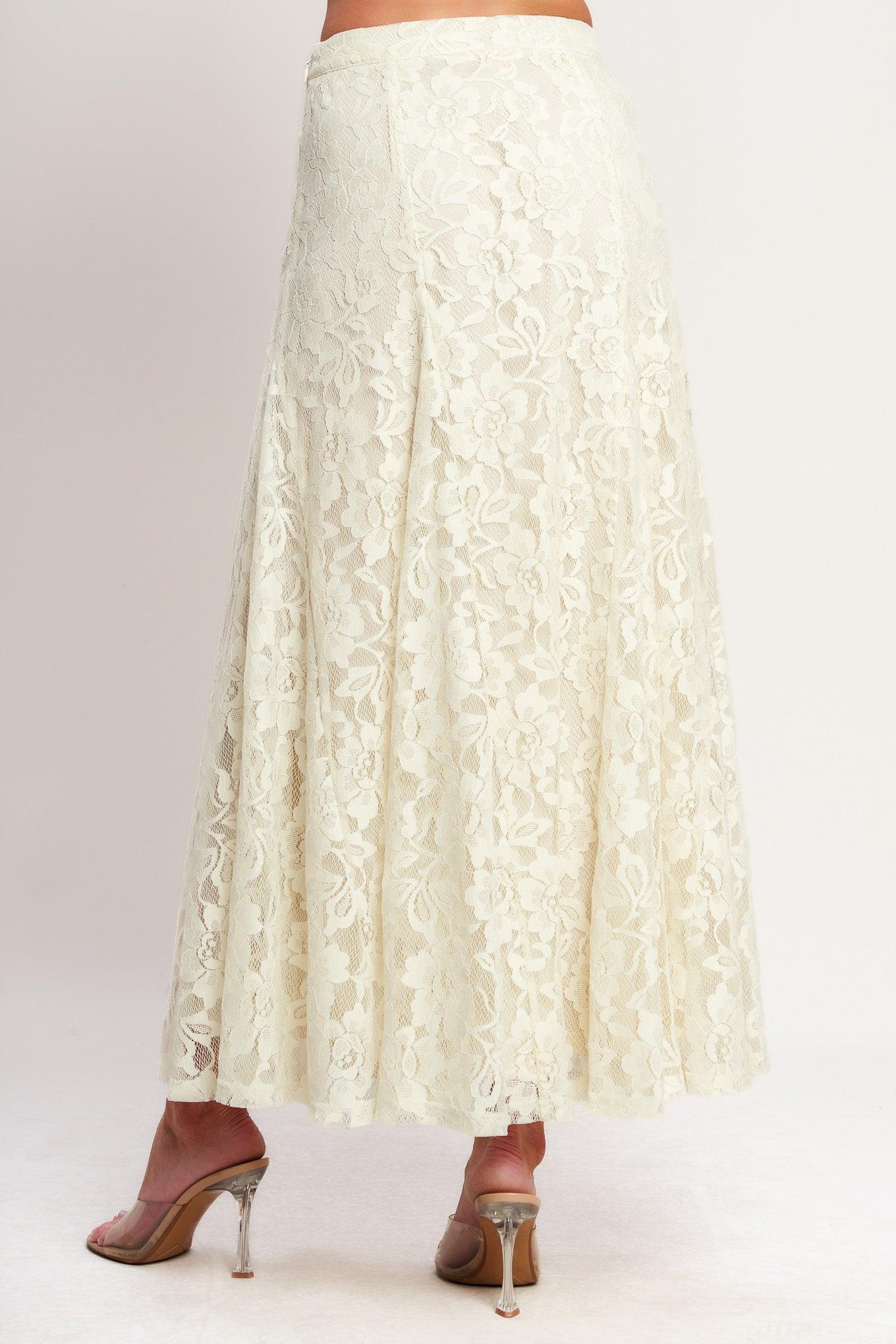Ivory Garden Lace Midi Skirt