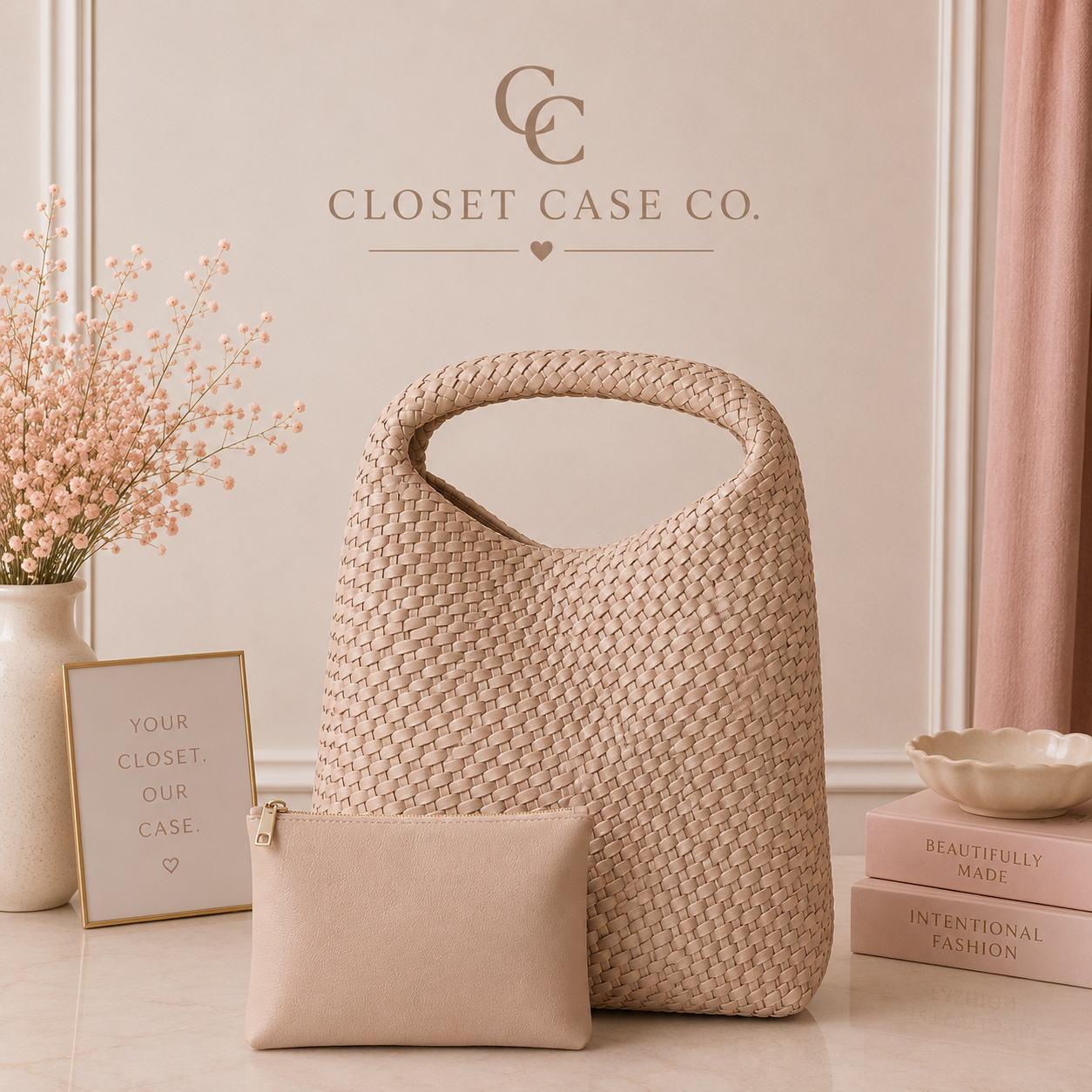 The Willow Large Woven Vegan Leather Tote - Khaki
