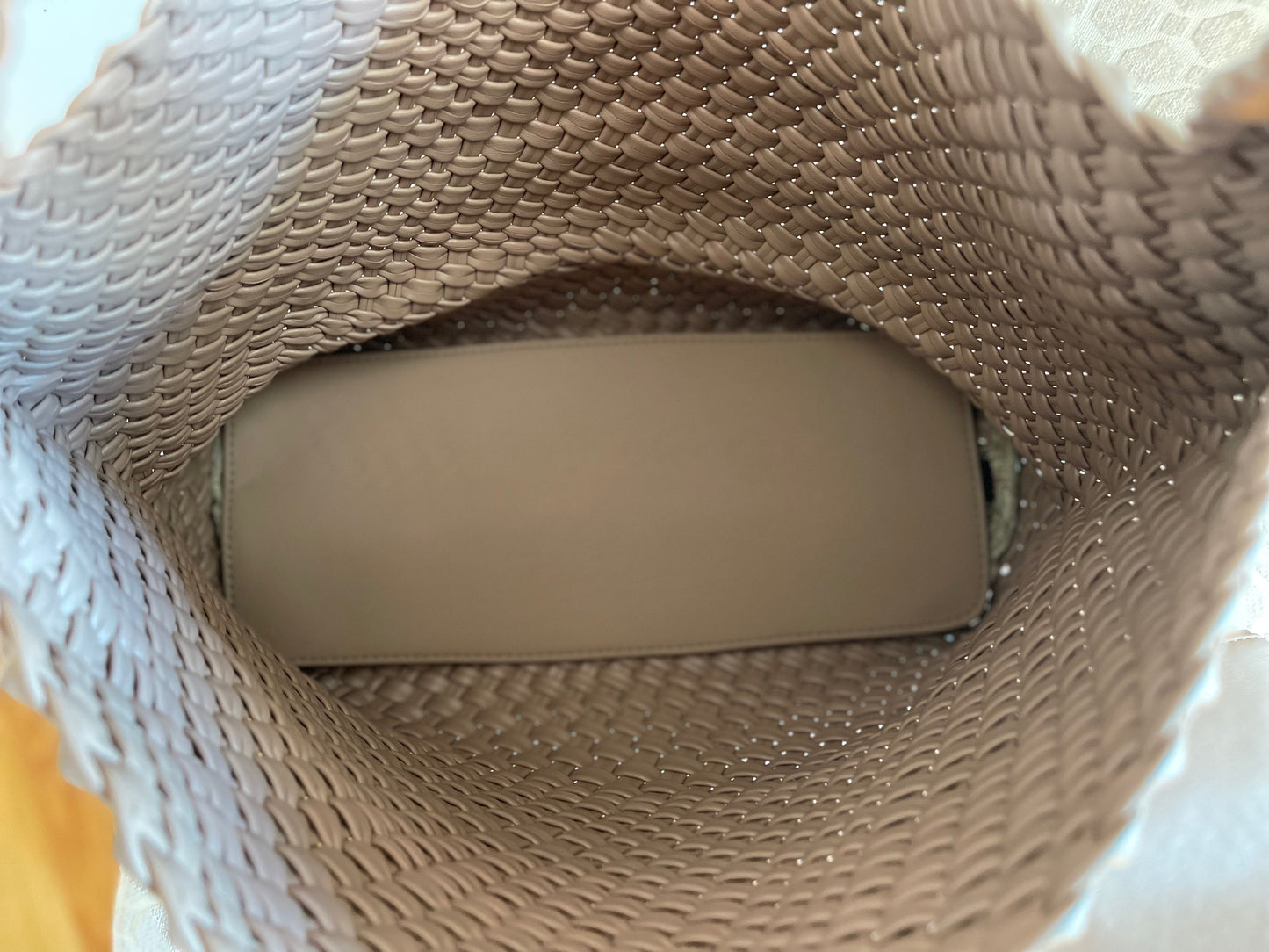The Willow Large Woven Vegan Leather Tote - Khaki