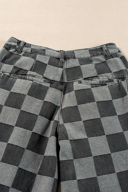 The Sloane Checkered Wide Leg Jeans