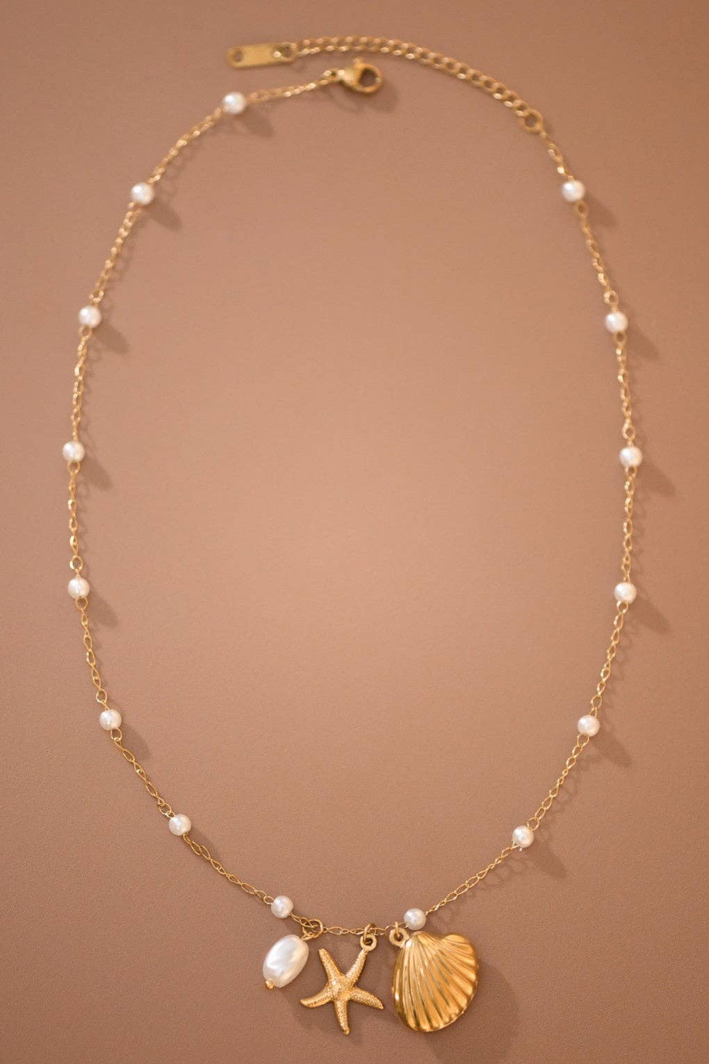 Coastal Pearl Charm Necklace