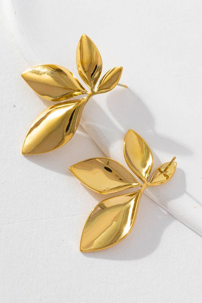Olive Branch Leaf Stud Earrings
