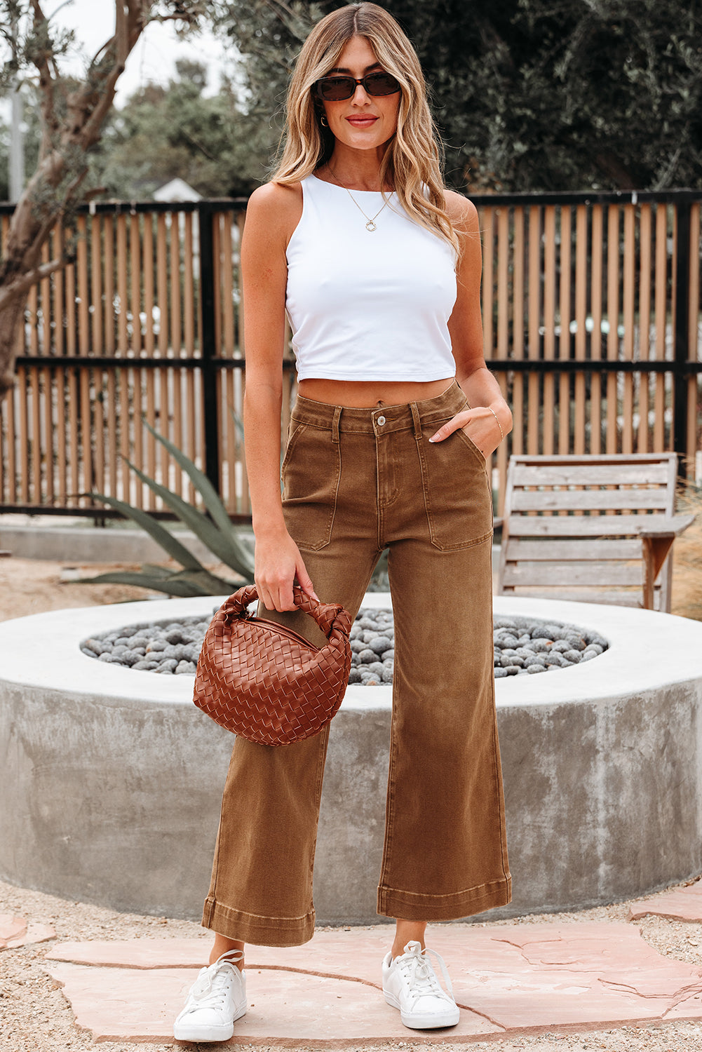 Hudson Cropped Wide Leg Jeans