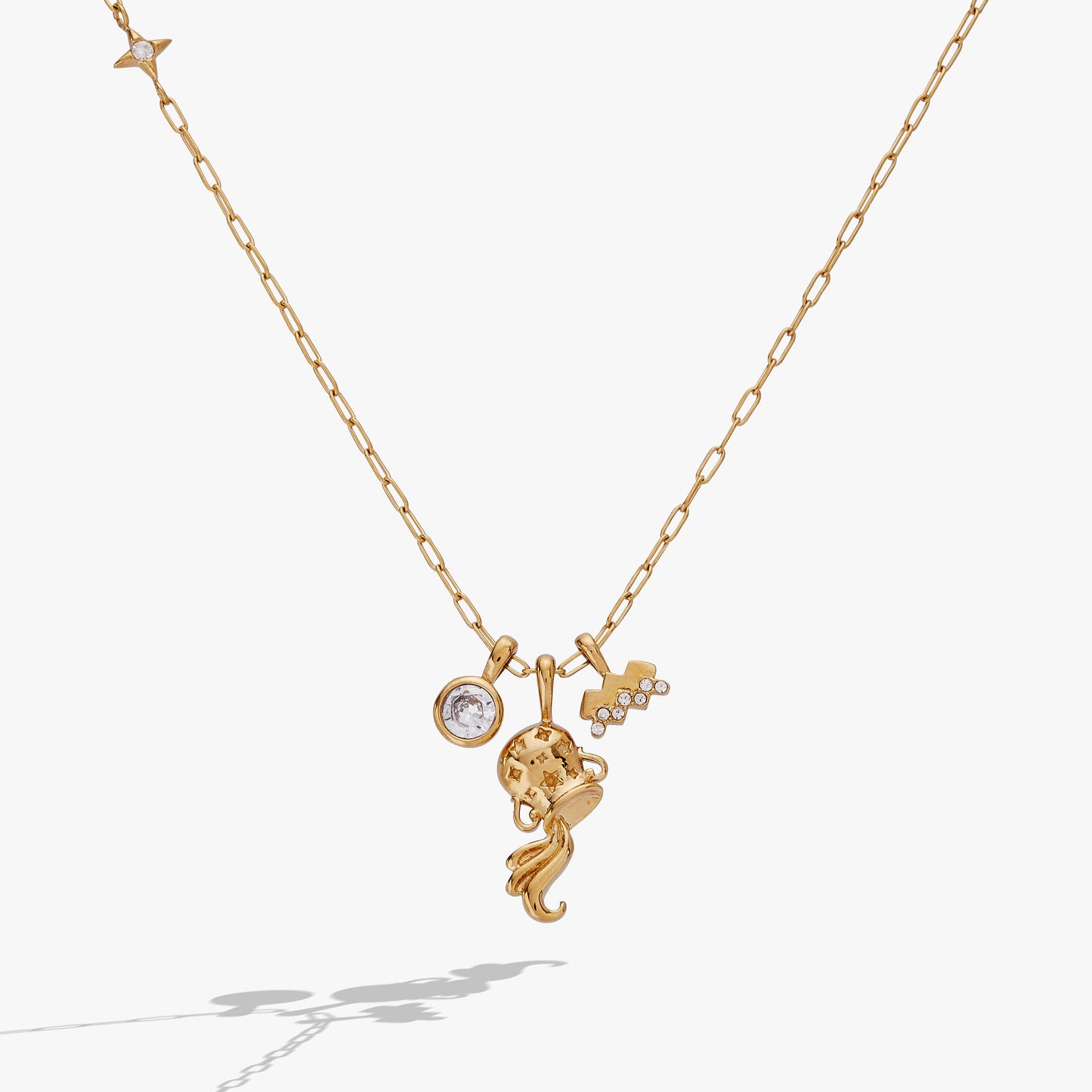 Aquarius Zodiac Charm Cluster Necklace