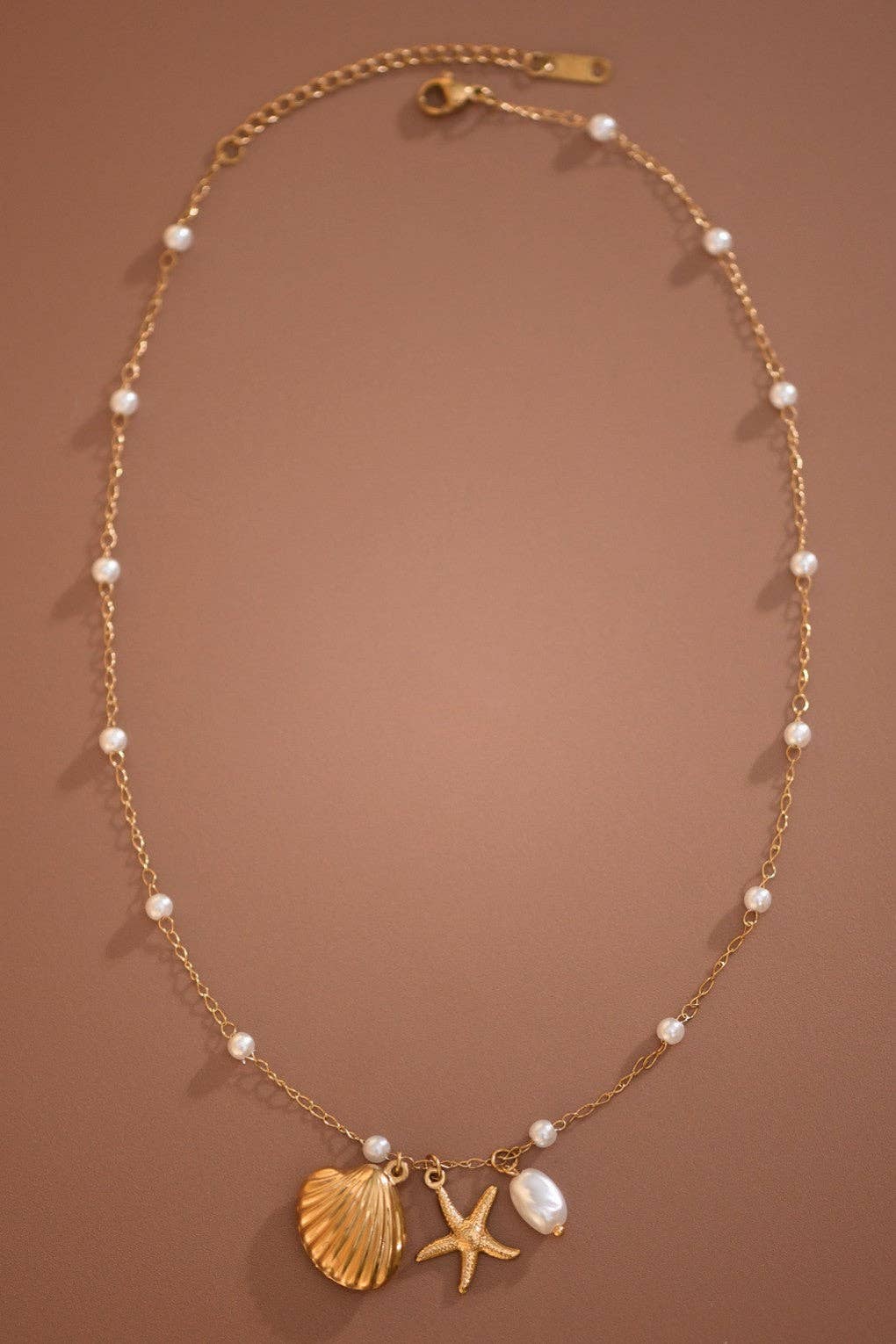Coastal Pearl Charm Necklace