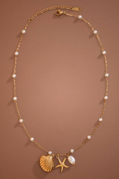 Coastal Pearl Charm Necklace
