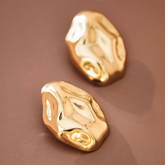 Molten Gold Stud Earrings