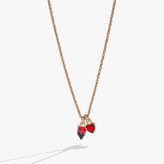 Chocolate-Covered Strawberry Duo Charm Pendant Necklace