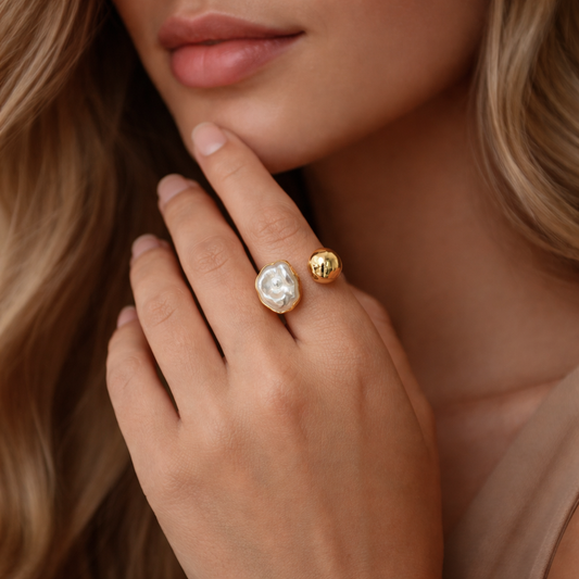 Aurora Pearl Adjustable Ring