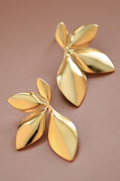 Olive Branch Leaf Stud Earrings