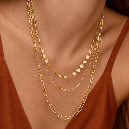 Golden Luxe Triple Layer Chain Necklace