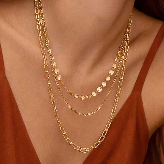 Golden Luxe Triple Layer Chain Necklace