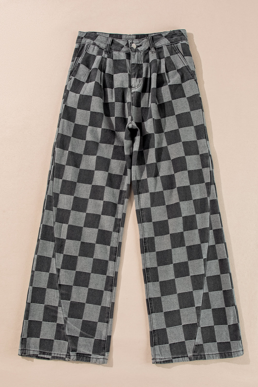 The Sloane Checkered Wide Leg Jeans