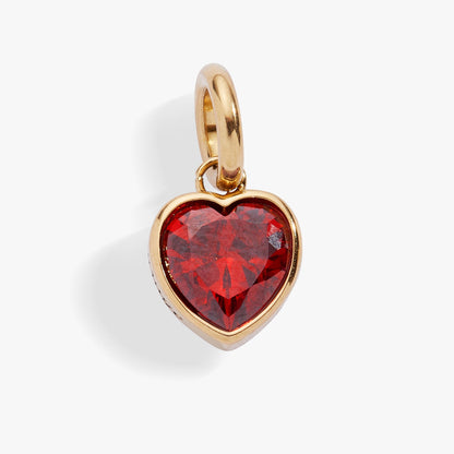 July 'Love' Heart Birthstone Charm