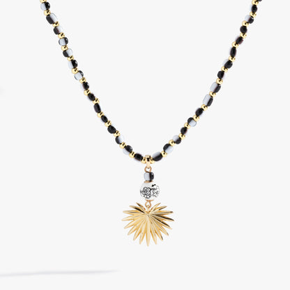 Toile Beaded Palm Pendant Necklace